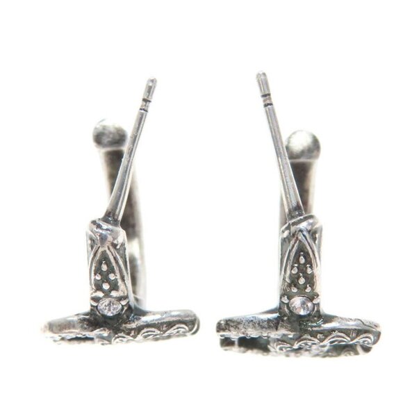 CHANEL Silver Logo Earrings - Picture 6 of 7